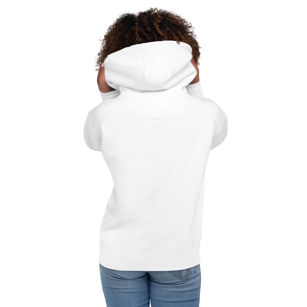 YNAUT Unisex Hoodie with printed YNAUT logo, unisex-premium-pullover-hoodie-white-back-69d92b52542ab