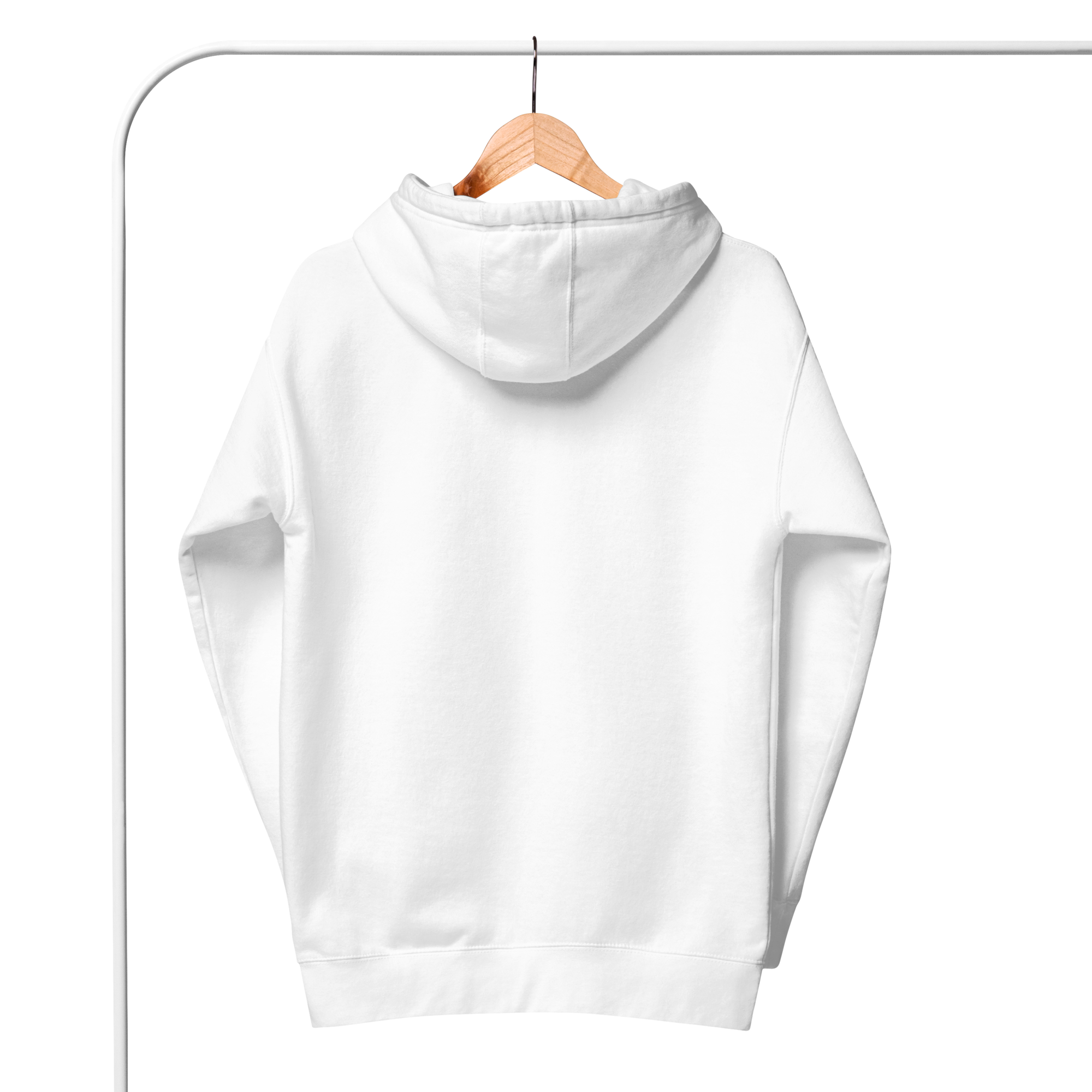 YNAUT Unisex Heavyweight Hoodie | Minimalist Reggae & Cannabis Lifestyle Outerwear with printed YNAUT logo, unisex-premium-pullover-hoodie-white-back-6a4c34bb4b9ce