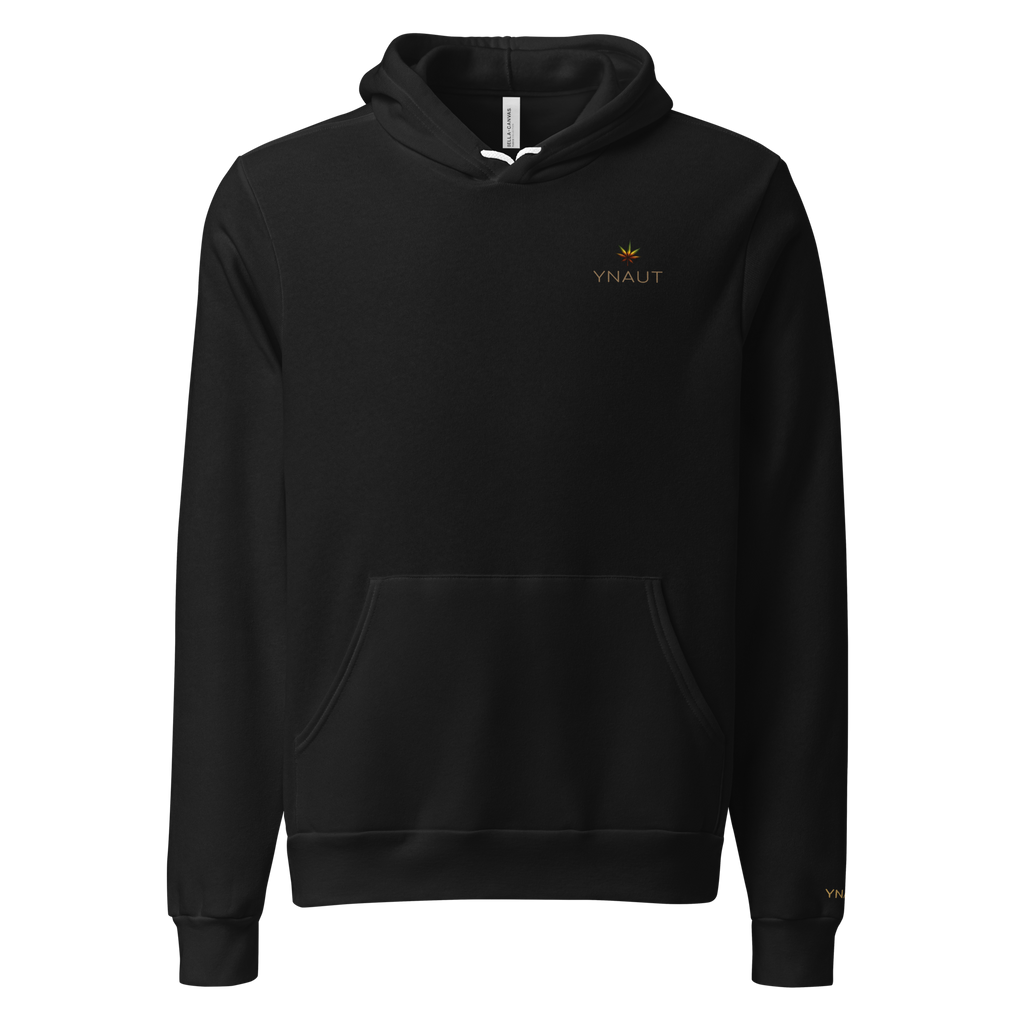 Premium Unisex Hoodie | High Tide Collection | YNAUT with printed YNAUT logo, unisex-pullover-hoodie-black-front-6ab2e663eae3a