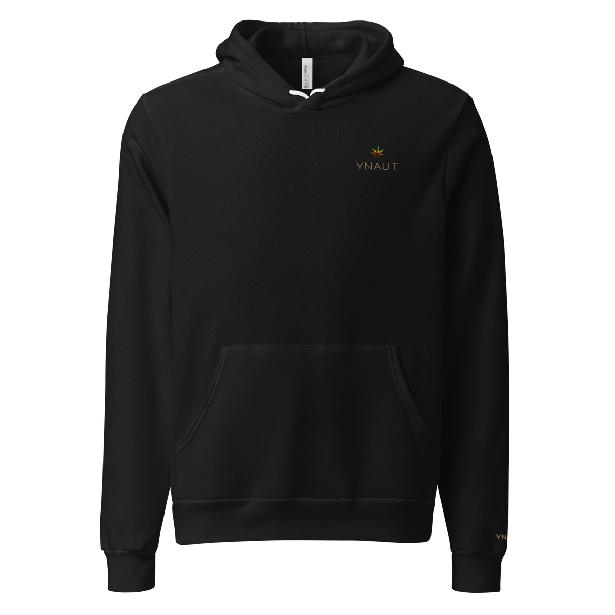 Premium Unisex Hoodie | High Tide Collection | YNAUT with printed YNAUT logo, unisex-pullover-hoodie-black-front-6ab2e663eae3a