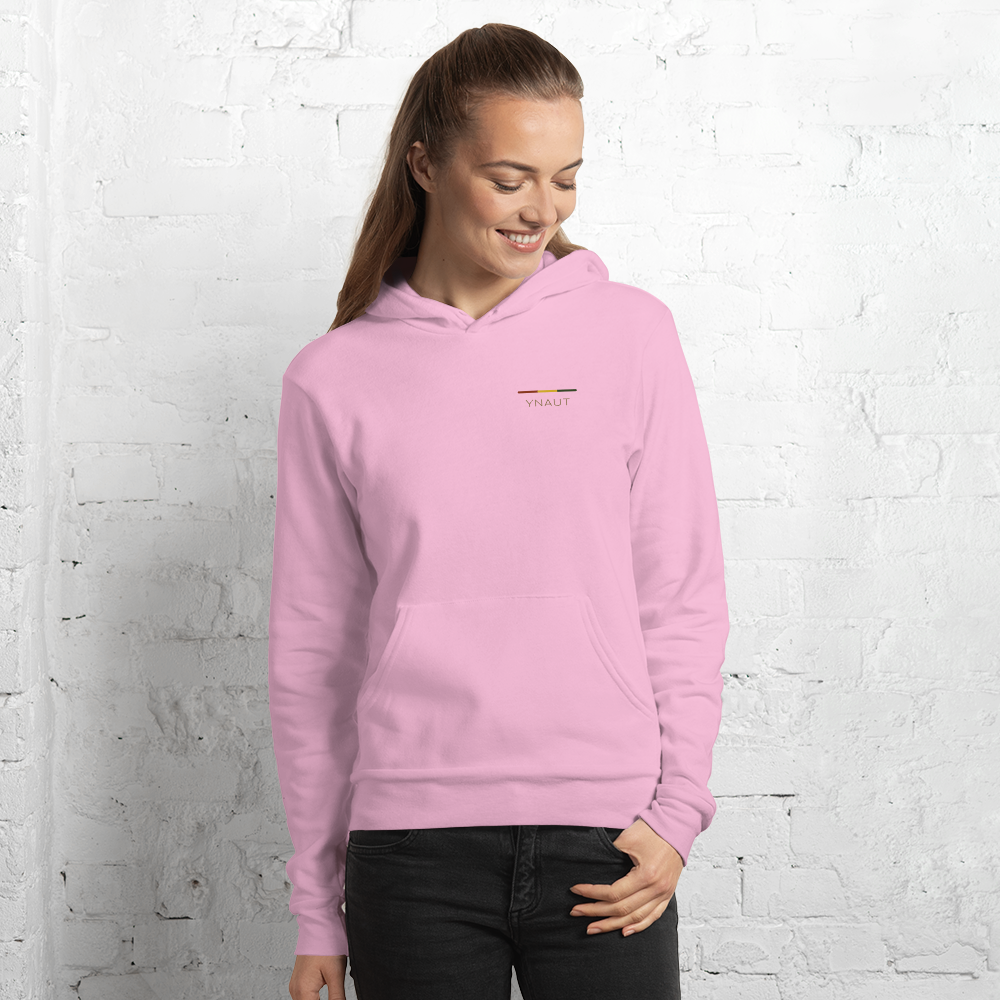 Premium Unisex Hoodie | Rhythm Collection | YNAUT with printed YNAUT logo, unisex-pullover-hoodie-lilac-front-6ab2fc725c944