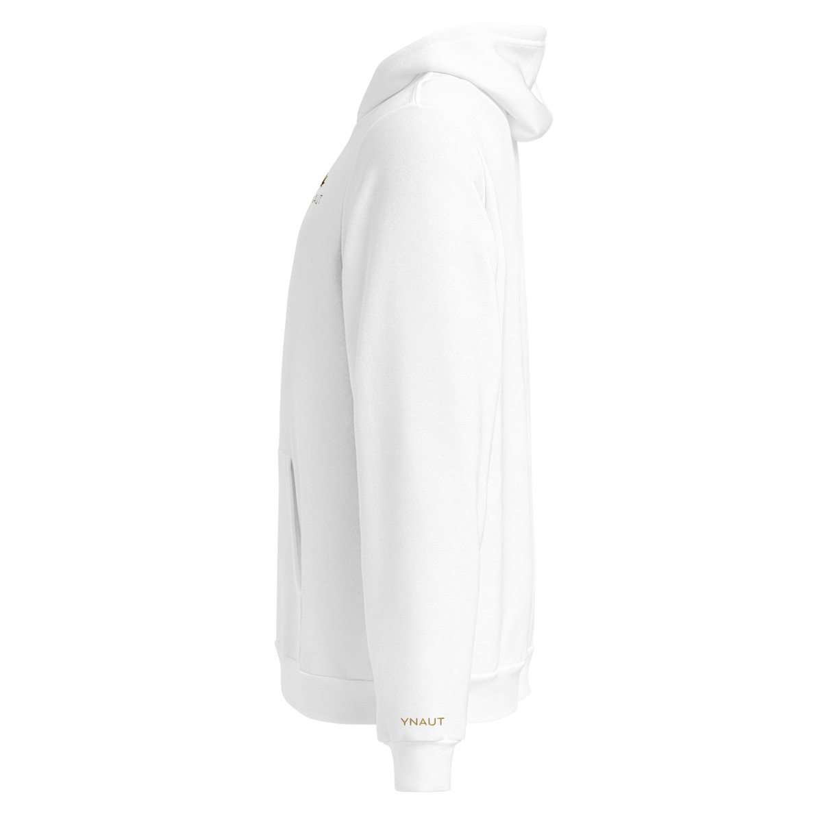 Premium Unisex Hoodie | High Tide Collection | YNAUT with printed YNAUT logo, unisex-pullover-hoodie-white-left-6ab2e663ec31e