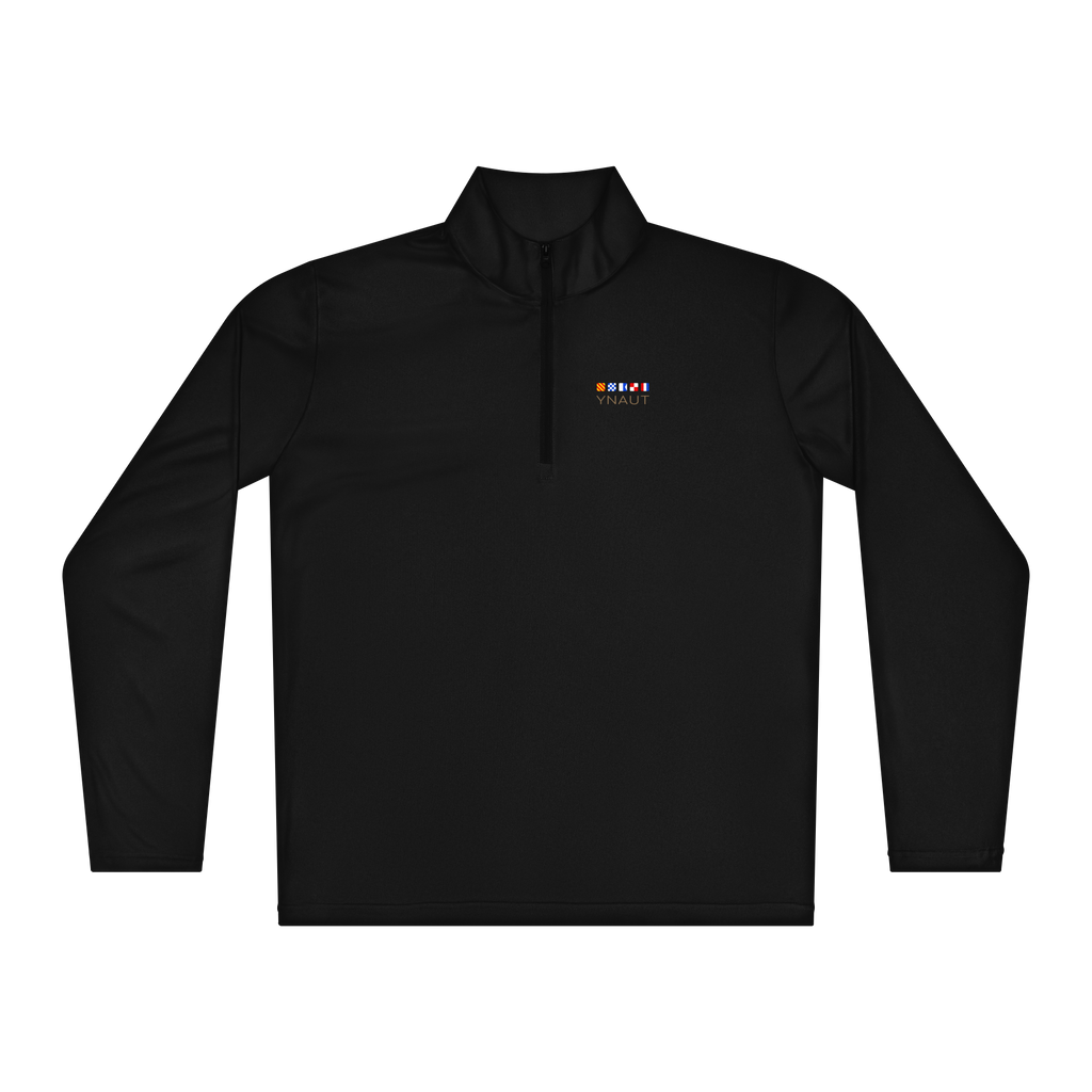 Lightweight Quarter-Zip | Signal Collection | YNAUT with printed YNAUT Signal logo, black, front view