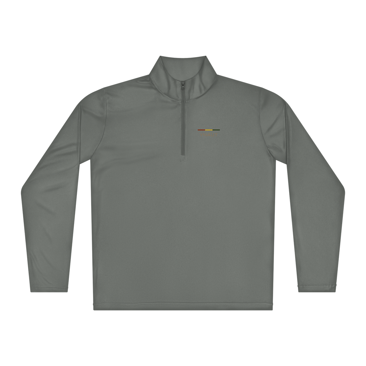 Lightweight Quarter-Zip | Riddim Collection | YNAUT with printed YNAUT Riddim logo, grey concrete, front view