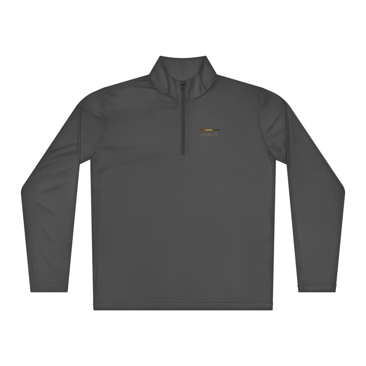 Lightweight Quarter-Zip | Riddim Collection | YNAUT with printed YNAUT Riddim logo, iron grey, front view