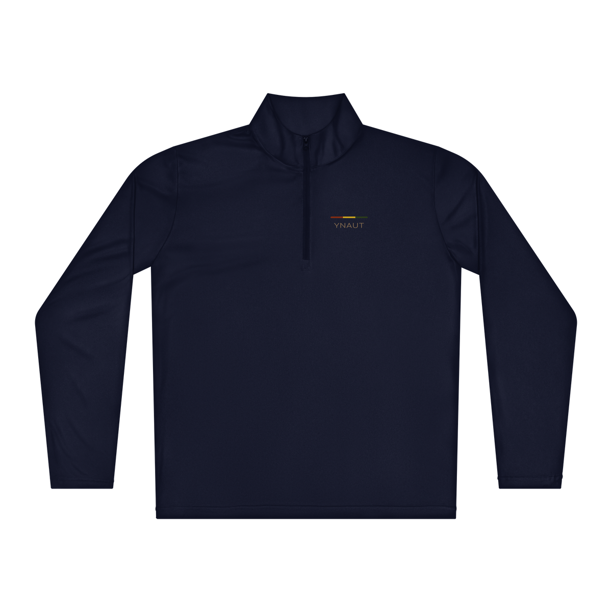 Lightweight Quarter-Zip | Riddim Collection | YNAUT with printed YNAUT Riddim logo, true navy, front view
