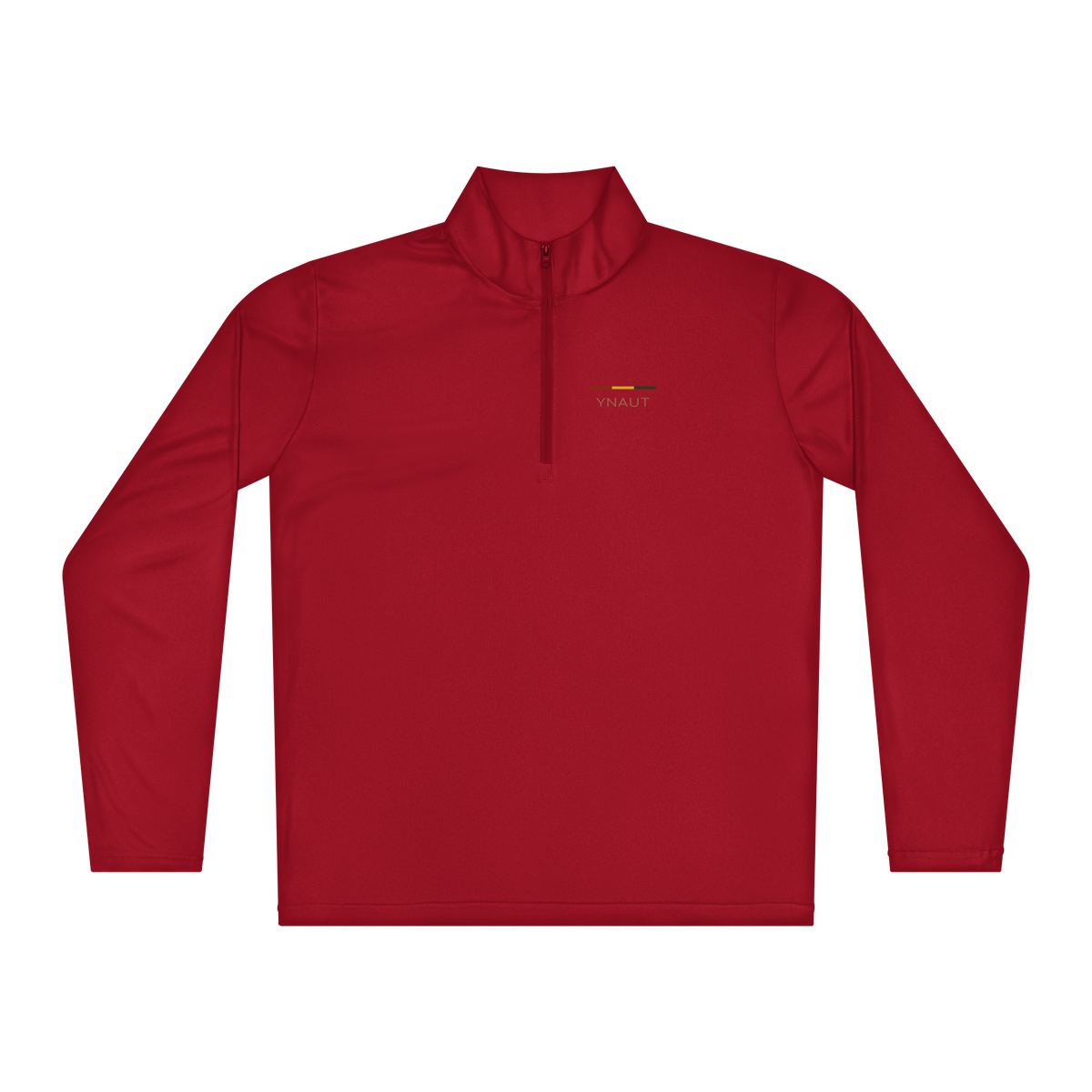 Lightweight Quarter-Zip | Riddim Collection | YNAUT with printed YNAUT Riddim logo, true red, front view
