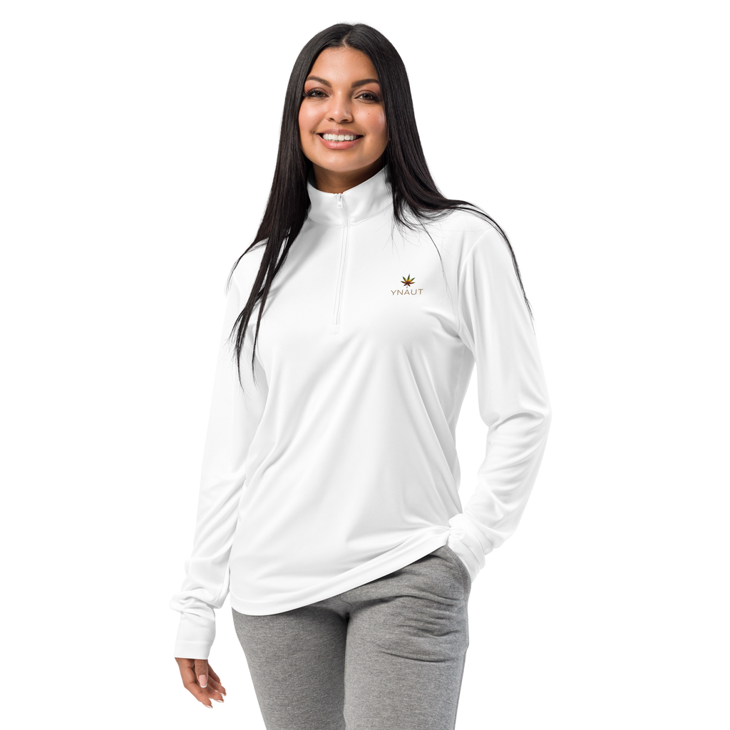unisex-quarter-zip-pullover-white front