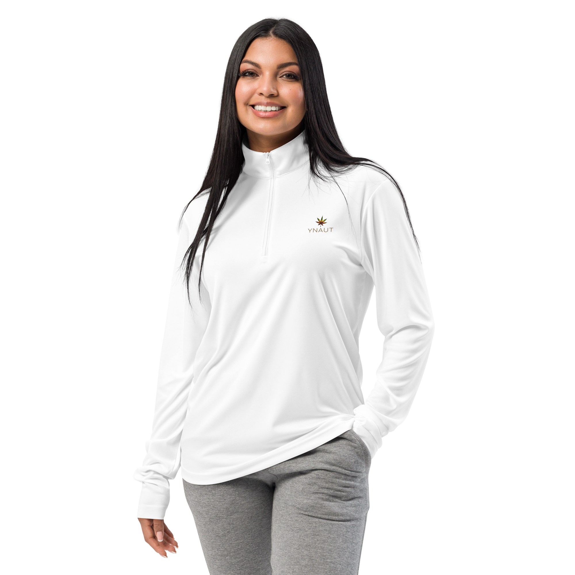 unisex-quarter-zip-pullover-white front