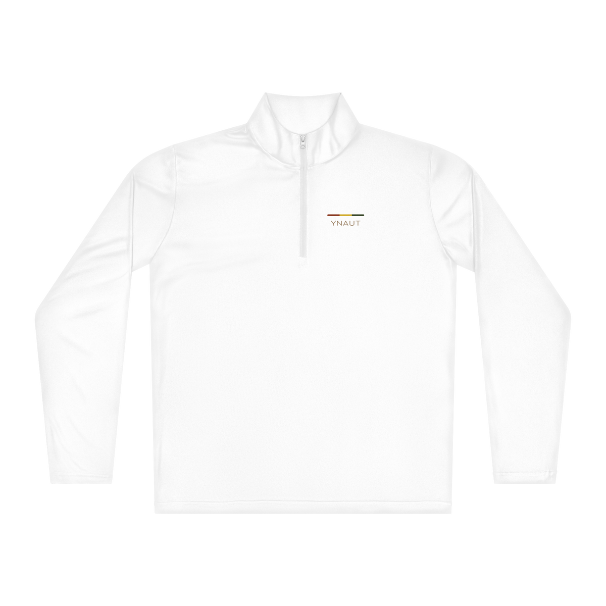 Lightweight Quarter-Zip | Riddim Collection | YNAUT with printed YNAUT Riddim logo, white, front view