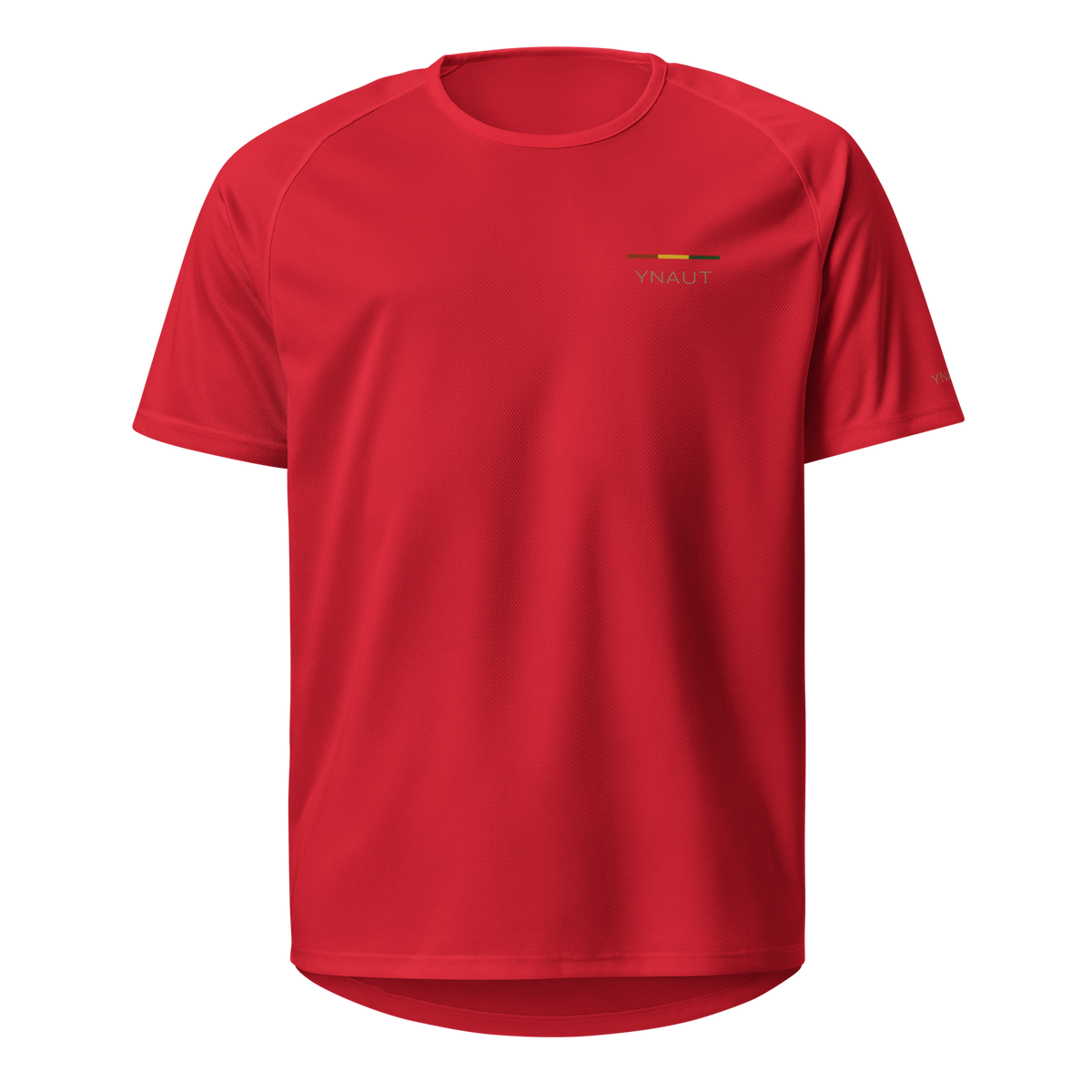 Unisex Sports Jersey | Riddim Collection | YNAUT with printed YNAUT Riddim logo, red, front view