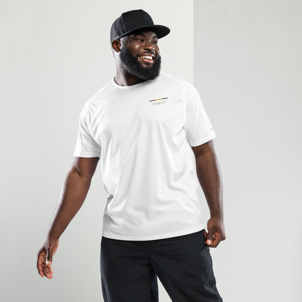 Unisex Sports Jersey | Rhythm Collection | YNAUT with printed YNAUT logo, unisex-sports-jersey-white-front-6ab30e959bbca
