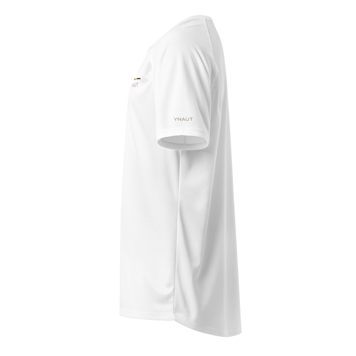 Unisex Sports Jersey | Rhythm Collection | YNAUT with printed YNAUT logo, unisex-sports-jersey-white-left-6ab30e959c304