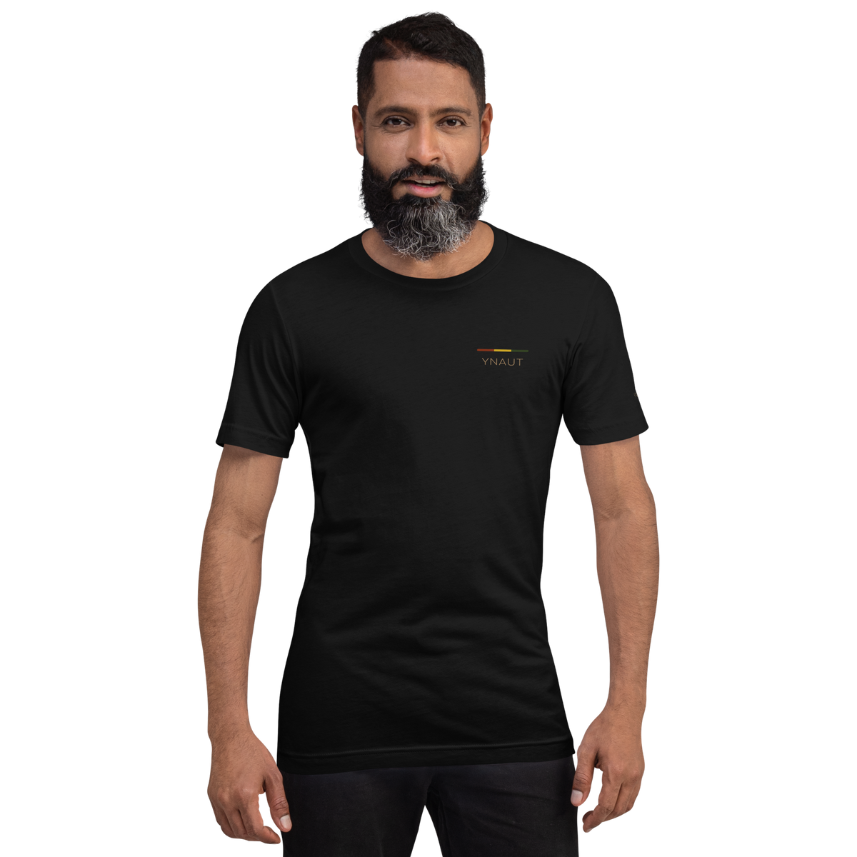 Premium Lightweight T-Shirt | Riddim Collection | YNAUT with printed YNAUT Riddim logo, black, front view