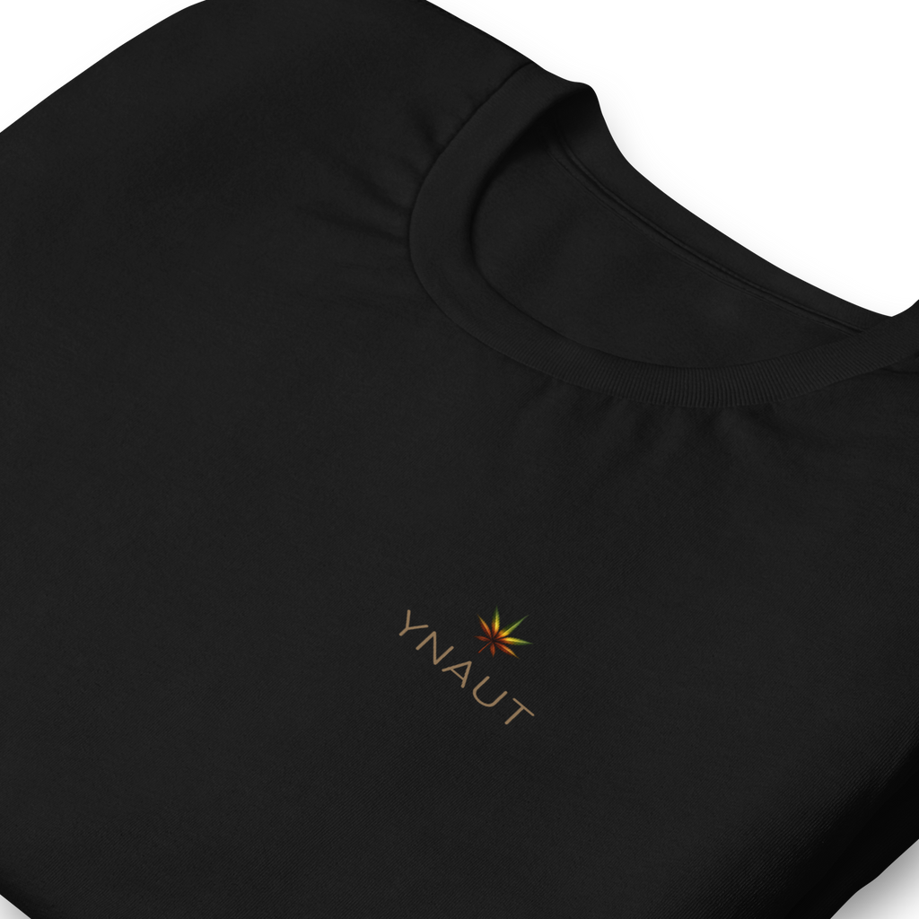 Premium Lightweight T-Shirt | High Tide Collection | YNAUT with printed YNAUT High Tide logo, black, zoomed in view