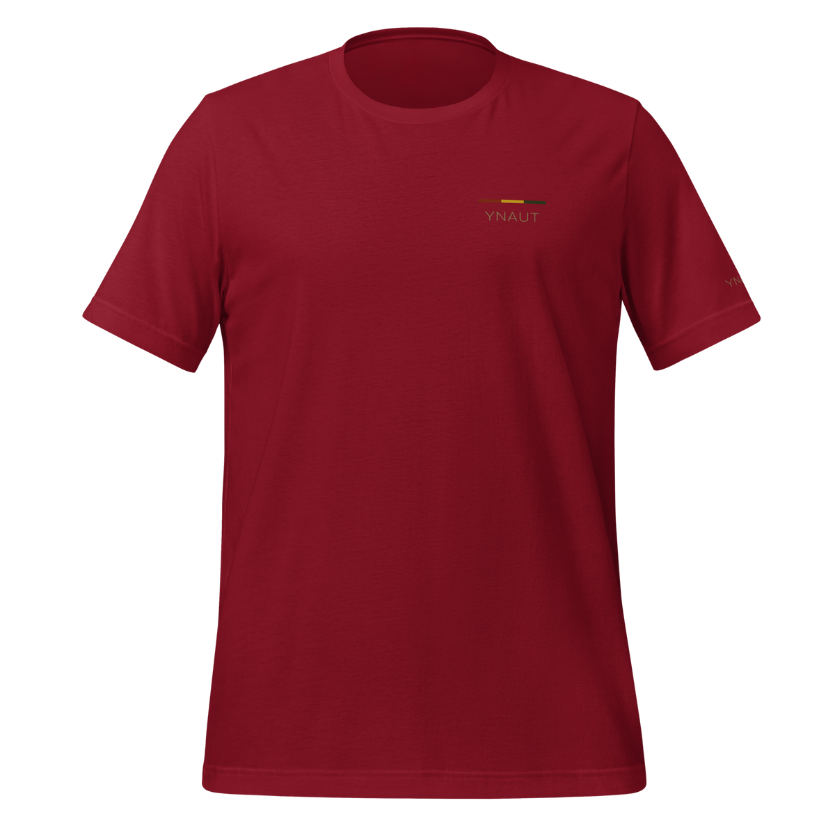 Premium Lightweight T-Shirt | Riddim Collection | YNAUT with printed YNAUT Riddim logo, cardinal, front view