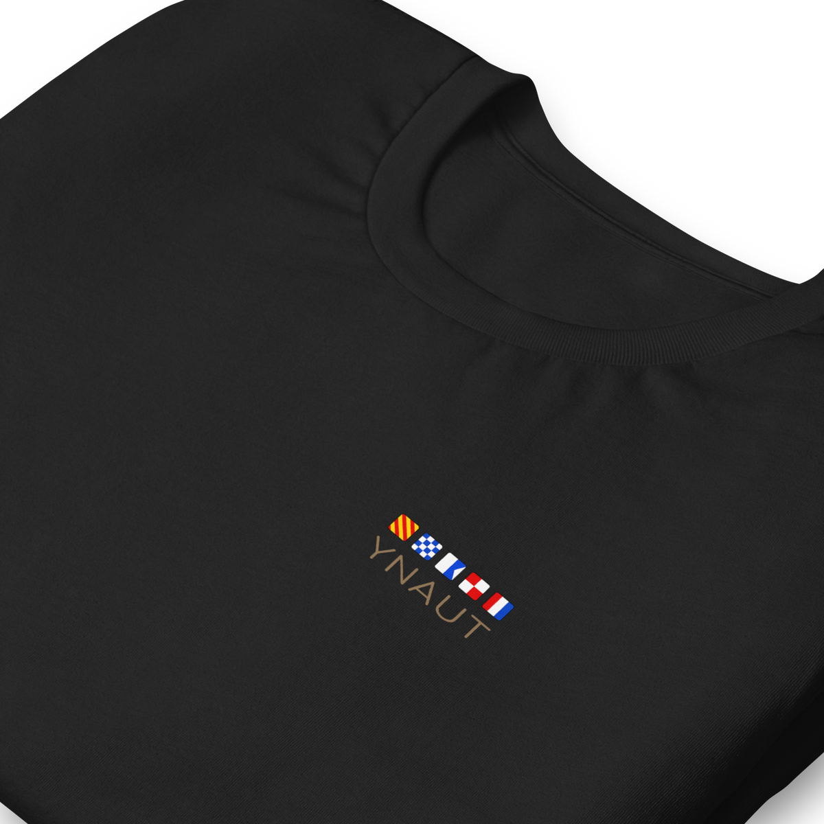 Premium Lightweight T-Shirt | Signal Collection | YNAUT with printed YNAUT Signal logo, vintage black, zoomed in view