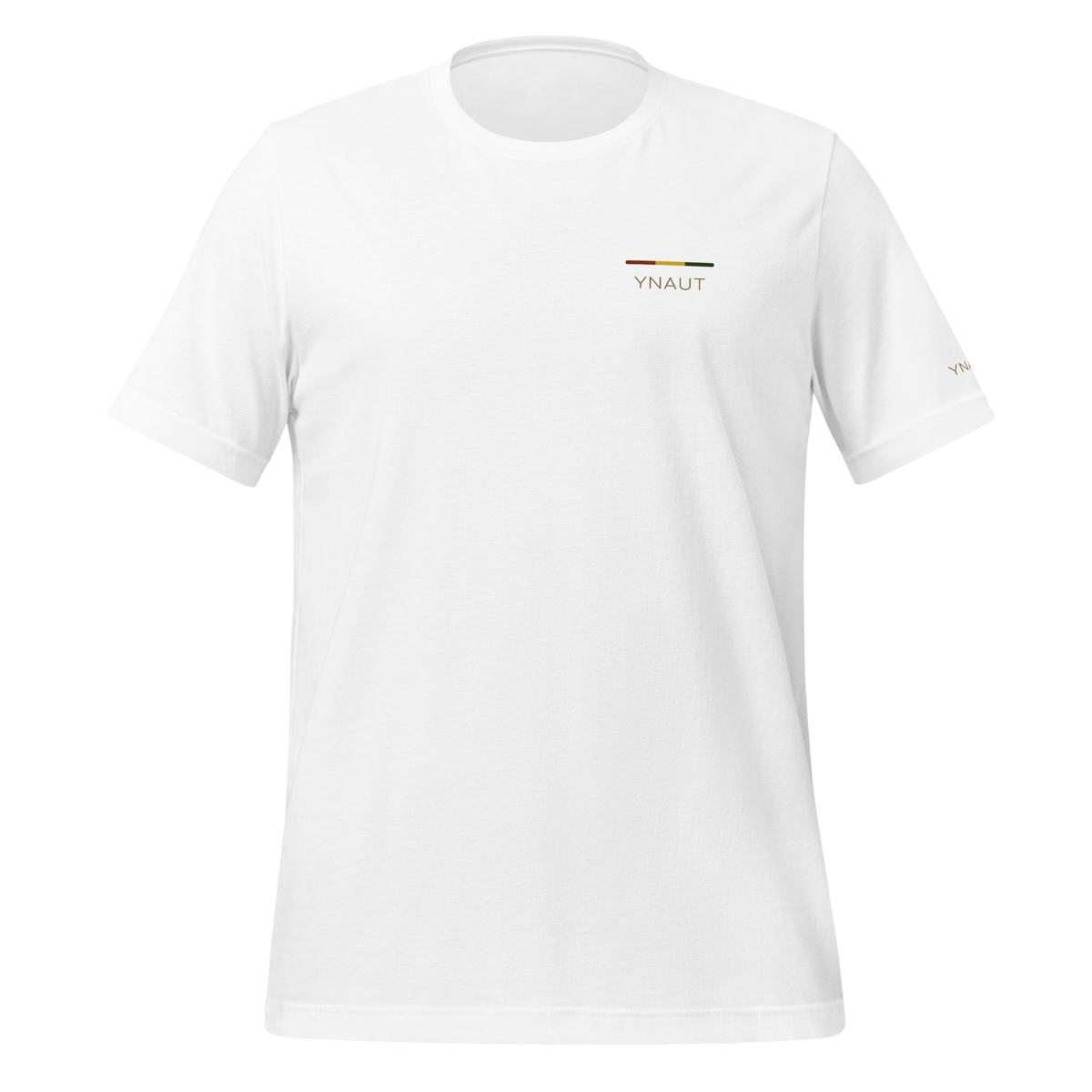 Premium Lightweight T-Shirt | Riddim Collection | YNAUT with printed YNAUT Riddim logo, white, front view