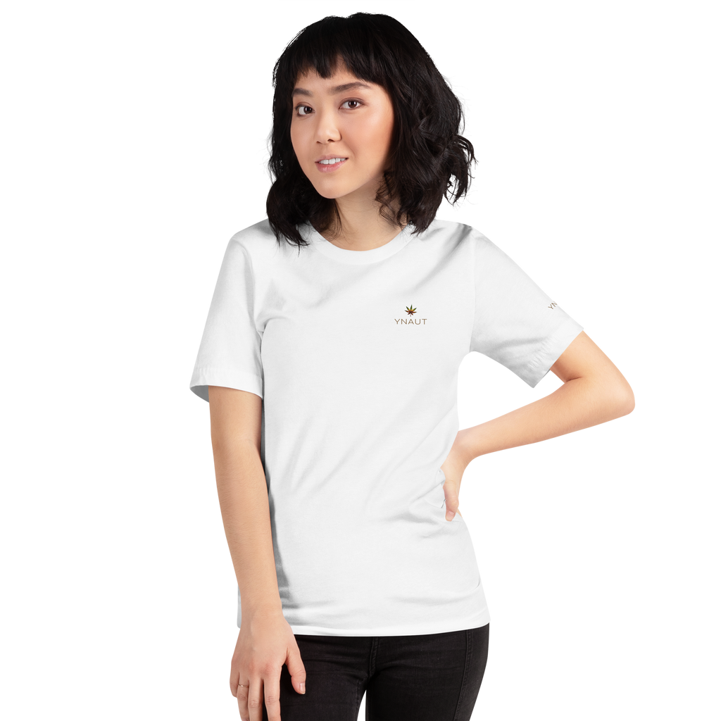 Premium Lightweight T-Shirt | High Tide Collection | YNAUT with printed YNAUT High Tide logo, white, front view